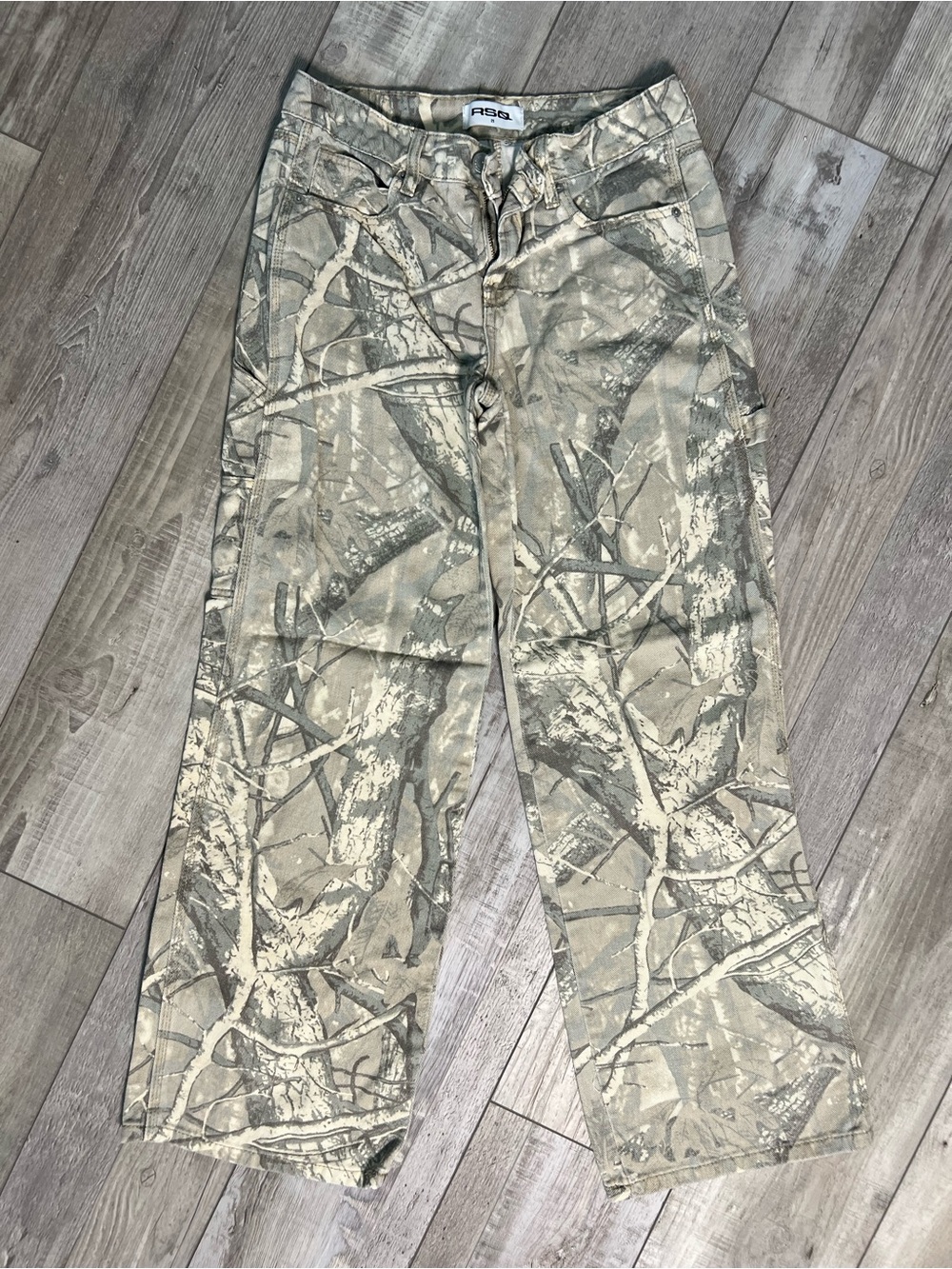 RSQ Beige and Gray Camo Cargo Pants